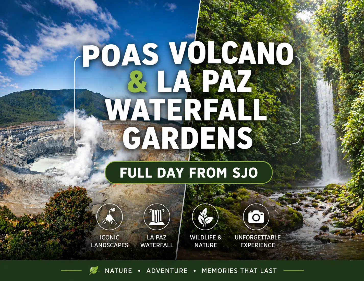 Costa Rica Volcanic Highlands Combo 2 in1 Poas and La Paz